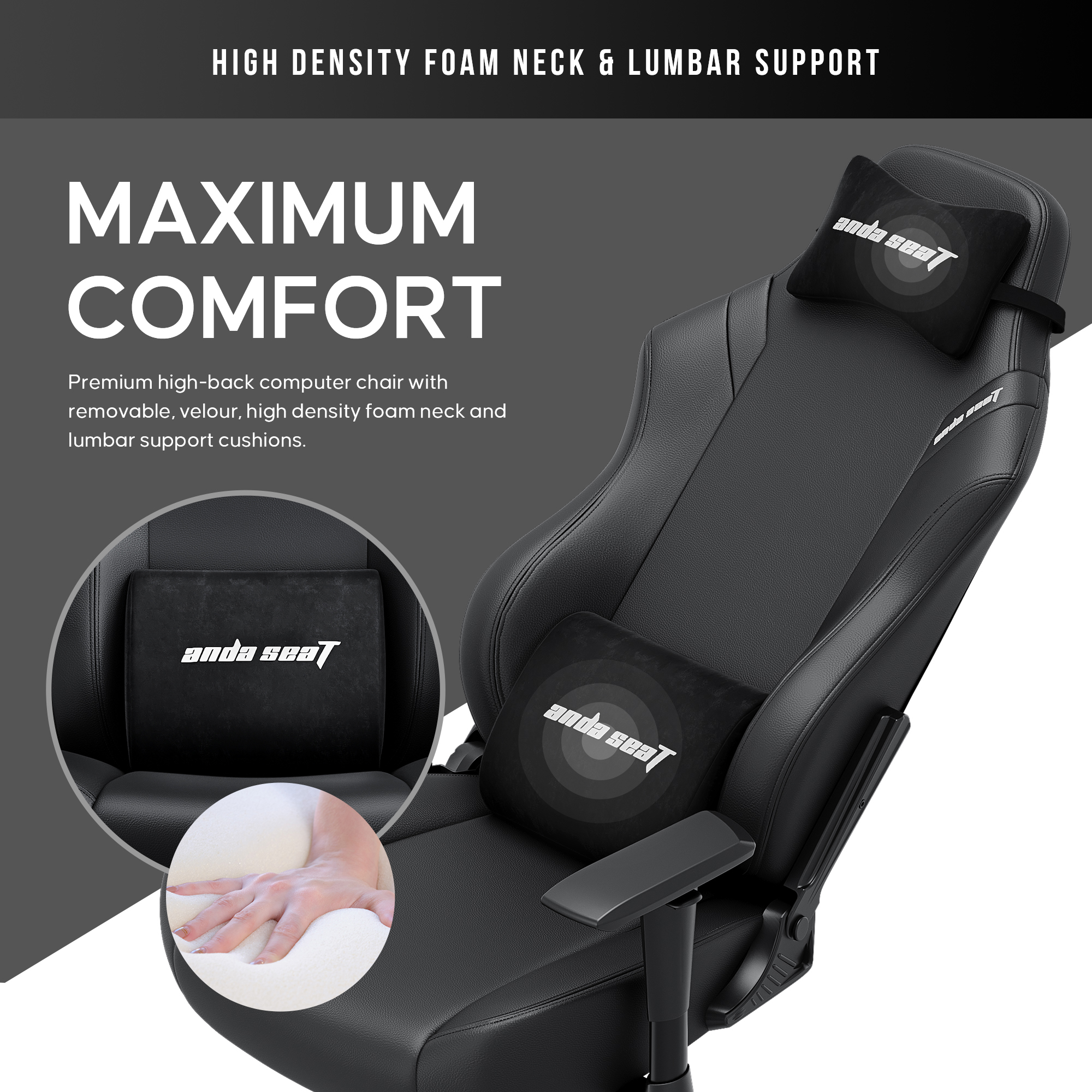 Крісло геймерське Anda Seat Luna L Eco-leather Black (871191215) kupistul